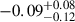 Mathematical equation: $ -0.09^{+0.08}_{-0.12} $