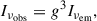 Mathematical equation: $$ \begin{aligned} I_{\nu _{\rm {obs}}} = g^3 I_{\nu _{\rm {em}}}, \end{aligned} $$