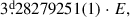 Mathematical equation: $ 3{{\overset{\text{d}}{.}}}28279251(1) \cdot E, $