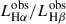 Mathematical equation: $ L_{\mathrm{H}\alpha}^{\mathrm{obs}}/L_{\mathrm{H}\beta}^{\mathrm{obs}} $