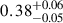 Mathematical equation: $ 0.38^{+0.06}_{-0.05} $