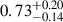 Mathematical equation: $ 0.73^{+0.20}_{-0.14} $