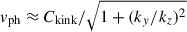 Mathematical equation: $ v_{\mathrm{ph}} \approx C_{\mathrm{kink}}/\sqrt{1+(k_y/k_z)^2} $
