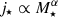 Mathematical equation: $ j_{\star} \propto M_{\star}^{\alpha} $