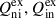 Mathematical equation: $ Q^\mathrm{{ex}}_\mathrm{{ni}}, Q^\mathrm{{ex}}_\mathrm{{in}} $