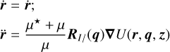 Mathematical equation: $\mathop {\bf{r}}\limits^. = \mathop {\bf{r}}\limits^. ;$