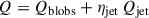 Mathematical equation: $$ \begin{aligned} Q&= Q_{\rm blobs} + \eta _{\rm jet}\, Q_{\rm jet} \end{aligned} $$