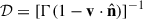 Mathematical equation: $ \mathcal{D}=[\Gamma (1-\mathbf{v}\cdot\hat{\mathbf{n}})]^{-1} $