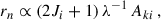 Mathematical equation: $$ \begin{aligned} r_n \propto (2 J_{i} + 1)\,\lambda ^{-1}\,A_{ki} \,, \end{aligned} $$