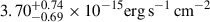 Mathematical equation: $ 3.70^{+0.74}_{-0.69}\times 10^{-15} \mathrm{erg\,s^{-1}\,cm^{-2}} $