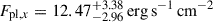 Mathematical equation: $ {F_{\mathrm{{pl}},x} = 12.47^{+3.38}_{-2.96} \, \rm{erg \, s}^{-1} \, \rm{cm}^{-2}} $