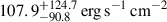 Mathematical equation: $ {107.9^{+124.7}_{-90.8} \,\rm{erg\,s}^{-1}\,\rm{cm}^{-2}} $