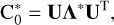 Mathematical equation: ${\rm{C}}_0^ * = {\bf{U}}{{\bf{\Lambda }}^ * }{{\bf{U}}^{\rm{T}}},$