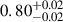 Mathematical equation: $ 0.80^{+0.02}_{-0.02} $