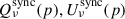 Mathematical equation: $ Q^{\mathrm{sync}}_{\nu}(p),U^{\mathrm{sync}}_{\nu}(p) $