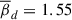 Mathematical equation: $ \overline{\beta}_d = 1.55 $