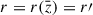 Mathematical equation: $ r=r(\bar z)=r\prime $