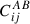 Mathematical equation: $ C^{AB}_{ij} $