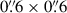 Mathematical equation: $ 0{{\overset{\prime\prime}{.}}}6 \times 0{{\overset{\prime\prime}{.}}}6 $