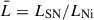 Mathematical equation: $ \bar{L}=L_{\mathrm{SN}}/L_{\mathrm{Ni}} $