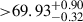 Mathematical equation: $ { > } 69.93^{+0.90}_{-0.32} $