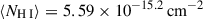 Mathematical equation: $ \langle N_{\mathrm{H}{\small { {\text{ I}}}}} \rangle = 5.59 \times 10^{-15.2}\,\mathrm{cm}^{-2} $