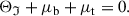 Mathematical equation: $$ \begin{aligned}&\Theta _\mathfrak{I} + \mu _{\rm b} + \mu _{\rm t} = 0. \end{aligned} $$