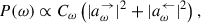 Mathematical equation: $$ \begin{aligned} P(\omega ) \propto C_\omega \left(|a_{\omega }^\rightarrow |^2 + |a_{\omega }^\leftarrow |^2 \right), \end{aligned} $$