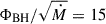 Mathematical equation: $ \Phi_{\text{BH}} / \sqrt{\dot{M}} = 15 $