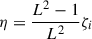 Mathematical equation: $ \eta=\frac{L^2-1}{L^2}\zeta_i $
