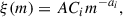Mathematical equation: $$ \begin{aligned} \xi (m) = AC_im^{-a_i}, \end{aligned} $$