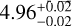 Mathematical equation: $4.96^{+0.02}_{-0.02}$