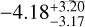 Mathematical equation: $-4.18^{+3.20}_{-3.17}$