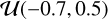 Mathematical equation: $\mathcal{U}(-0.7,0.5)$