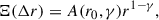 Mathematical equation: $$ \begin{aligned} \Xi (\Delta r) = A(r_0, \gamma )r^{1-\gamma }, \end{aligned} $$