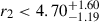 Mathematical equation: $ r_2 < 4.70^{+1.60}_{-1.19} $