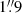 Mathematical equation: $ 1{{\overset{\prime\prime}{.}}}9 $