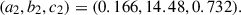 Mathematical equation: $$ (a_2, b_2, c_2) = (0.166, 14.48, 0.732). $$