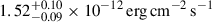 Mathematical equation: $ 1.52^{+0.10}_{-0.09}\times10^{-12}\,\mathrm{erg}\,\mathrm{cm}^{-2}\,\mathrm{s}^{-1} $