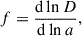 Mathematical equation: $$ \begin{aligned} f=\frac{\mathrm{d} \ln D}{\mathrm{d}\ln a}, \end{aligned} $$