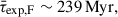 Mathematical equation: $ \bar{\tau }_{\rm exp, F} \sim 239\, \mathrm{Myr,} $