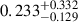 Mathematical equation: $ 0.233^{+0.332}_{-0.129} $