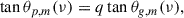 Mathematical equation: $$ \begin{aligned} \tan {\theta _{p,m}(\nu )} = q \tan {\theta _{g,m}(\nu )}, \end{aligned} $$