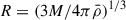 Mathematical equation: $ R = \left(3M/4\pi \bar{\rho}\right)^{1/3} $