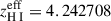 Mathematical equation: $ z_{{\mathrm{H}{\small { {\text{ I}}}}}}^{\mathrm{eff}} = 4.242708 $