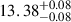 Mathematical equation: $ 13.38^{+0.08}_{-0.08} $