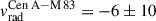Mathematical equation: $ v_{\mathrm{rad}}^{\mathrm{Cen\,A-M\,83}} = -6 \pm 10 $