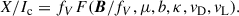 Mathematical equation: $$ \begin{aligned} X / I_{\rm c} = f_{V} F(\boldsymbol{B}/f_{V}, \mu , b, \kappa , v_{\rm D}, v_{\rm L}). \end{aligned} $$