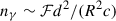 Mathematical equation: $ n_{\gamma}\sim {\cal F}d^2/(R^2c) $