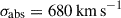 Mathematical equation: $ \sigma_{\mathrm{abs}} =680\,\mathrm{km\,s}^{-1} $